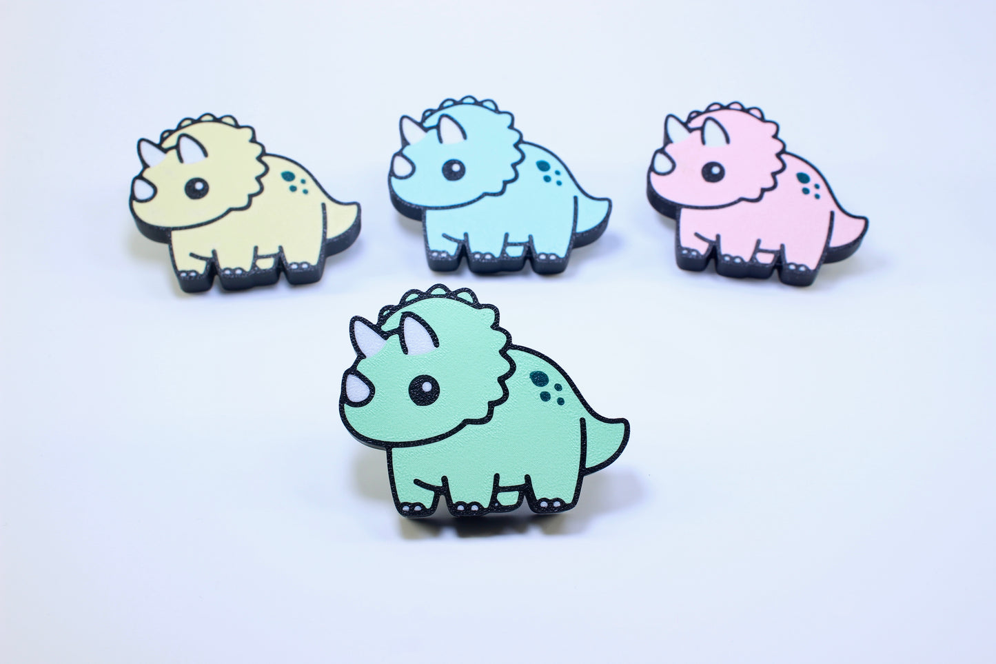 10er Set Pastellgrüner Triceratops Möbelknopf Möbelgriff für Kinder - Süßer Dino Schrankknauf Schrankgriff