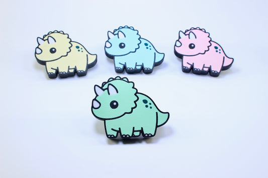10er Set Pastellgrüner Triceratops Möbelknopf Möbelgriff für Kinder - Süßer Dino Schrankknauf Schrankgriff