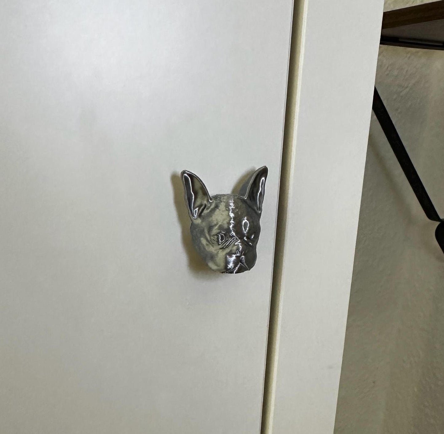 Frenchie Französische Bulldogge Schrankknopf Schrankgriff Schrankknauf silber