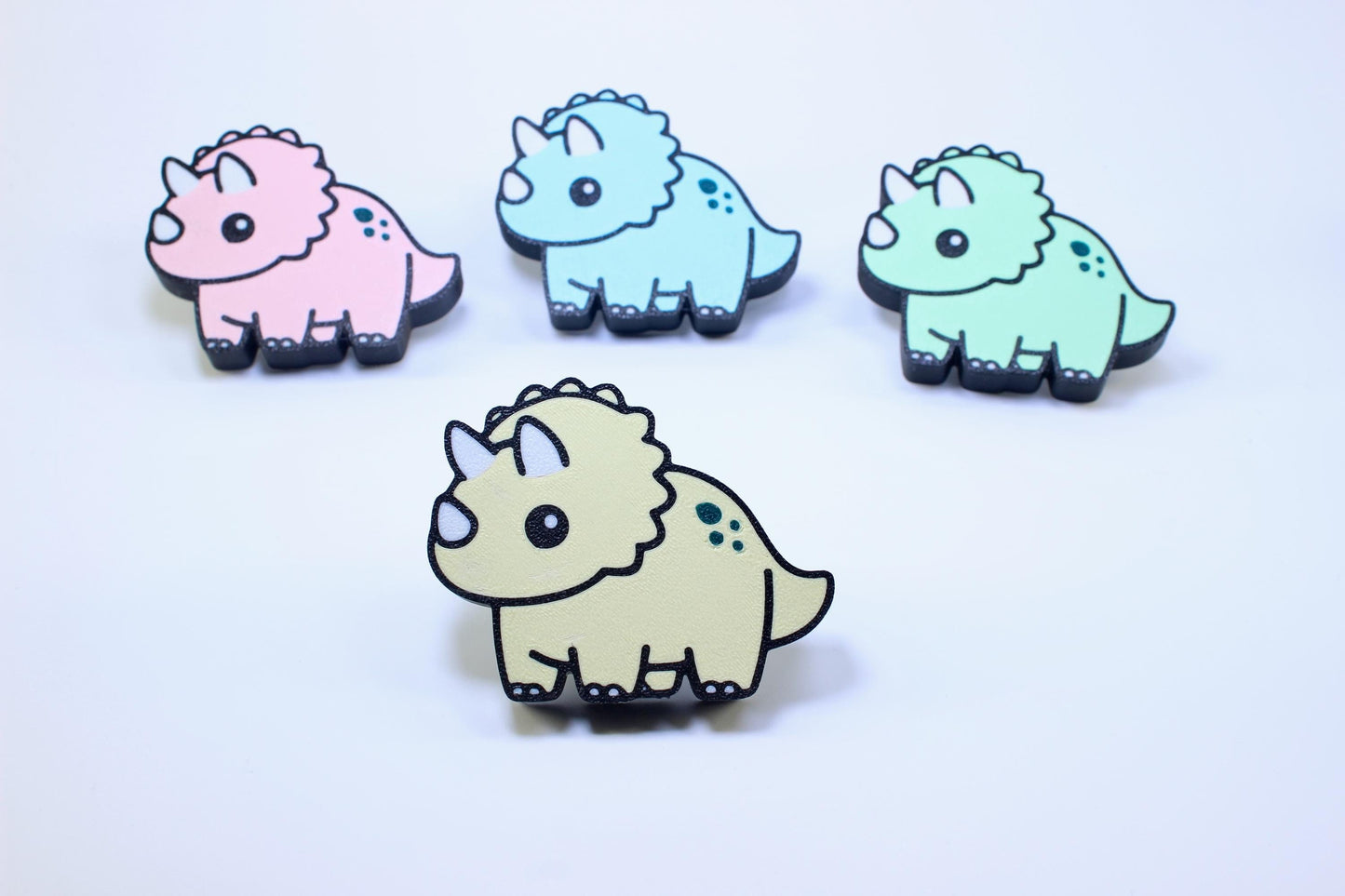 Pastellgelber Triceratops Möbelknopf Möbelgriff für Kinder - Süßer Dino Schrankknauf Schrankgriff