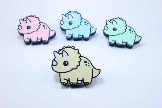 Pastellgelber Triceratops Möbelknopf Möbelgriff für Kinder - Süßer Dino Schrankknauf Schrankgriff